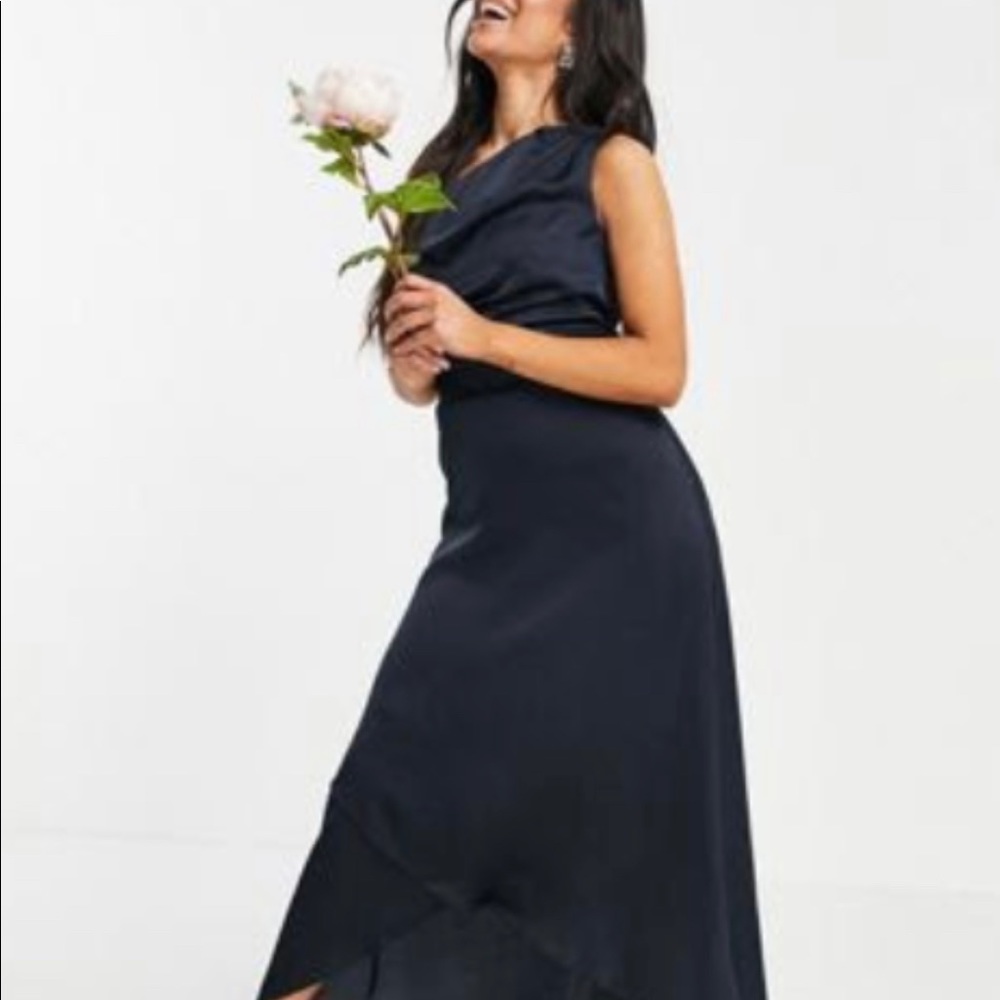 TFNC Petite Bridesmaid one shoulder maxi dress